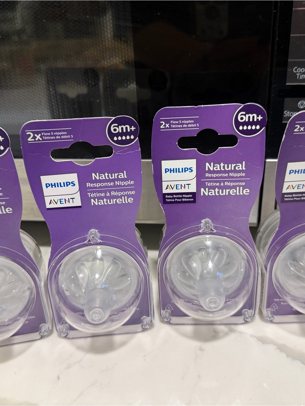 Set of 4 Philips Avent Natural Response Nipples, Flow 5 for babies 6 months & Up